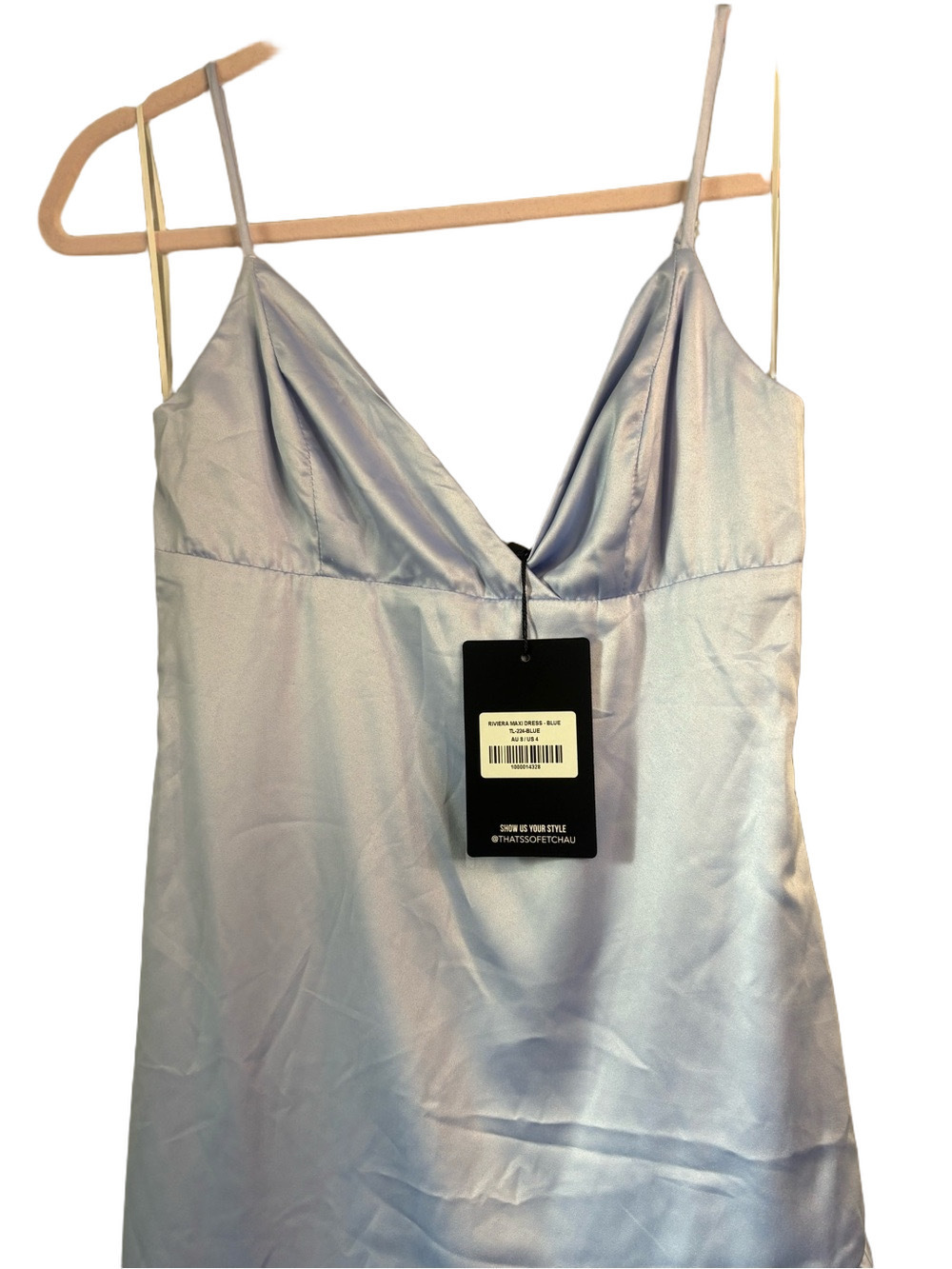 Light Blue Spaghetti Strap High-Low Ruffle Dress by - Picture 6 of 11